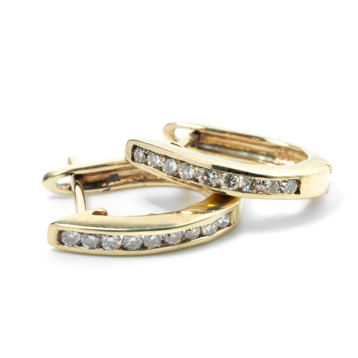 Diamond 9ct Huggie Earrings,