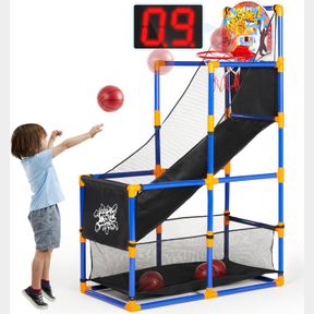 SYNCFUN LED SCORING ARCADE BASKETBALL GAME SET WITH ELECTRONIC SCOREBOARD AND CHEER SOUNDS, 4 BALLS AND HOOP TOYS FOR AGES 3-12 YE