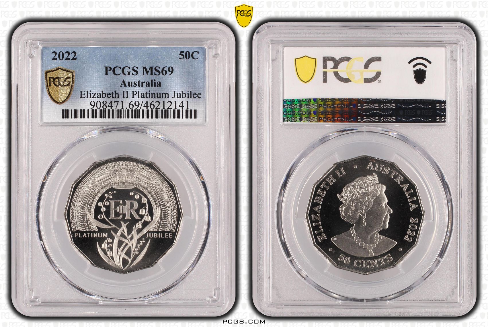 Elizabeth II Platinum Jubilee , Fifty Cent, 2022, PCGS MS69