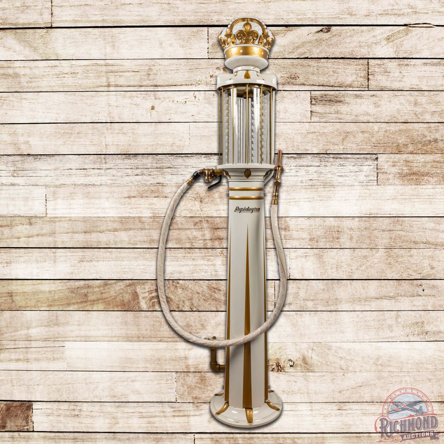 Rapid Daylon Model 600 Ten Gallon Visible Gas Pump Restored Gold Crown