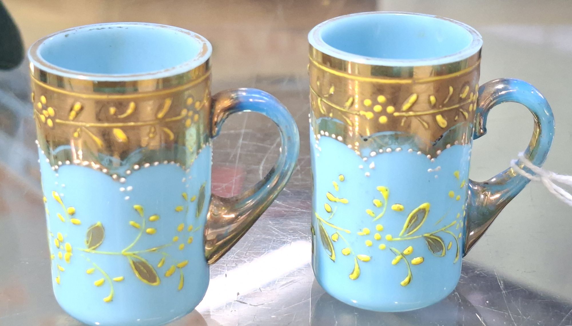 1364 · A PAIR OF MOSER GLASS MINIATURE MUGS