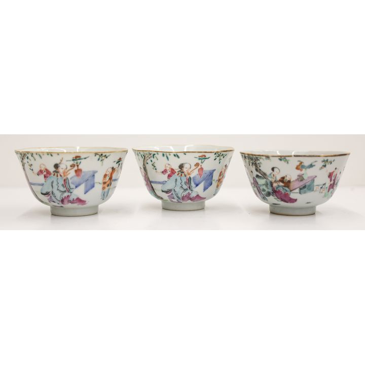 3pc Chinese Tongzhi Qianjiang Tea Bowls