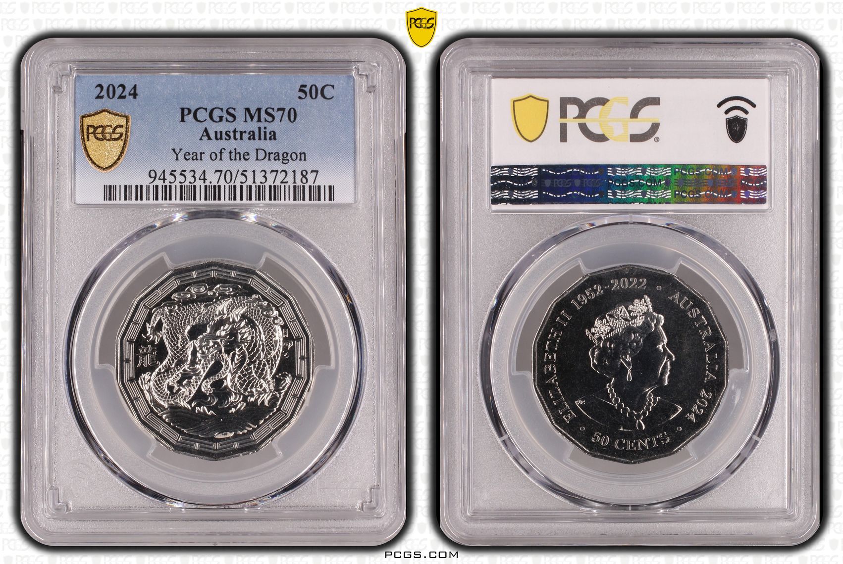 Year of the Dragon, POP 15/0, Fifty Cent, 2024, PCGS MS70