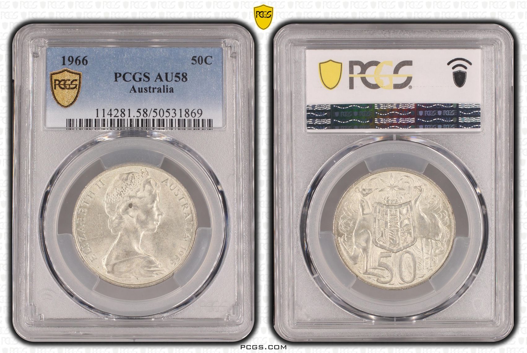 Fifty Cent, 1966, PCGS AU58