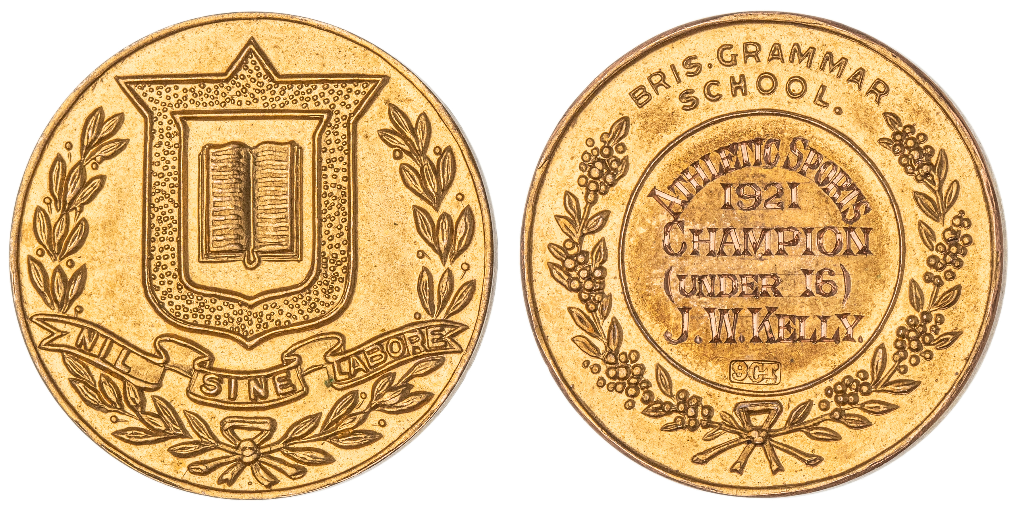 274 · Brisbane Grammar School, Qld, Gold Prize Medal, 1921, EF
