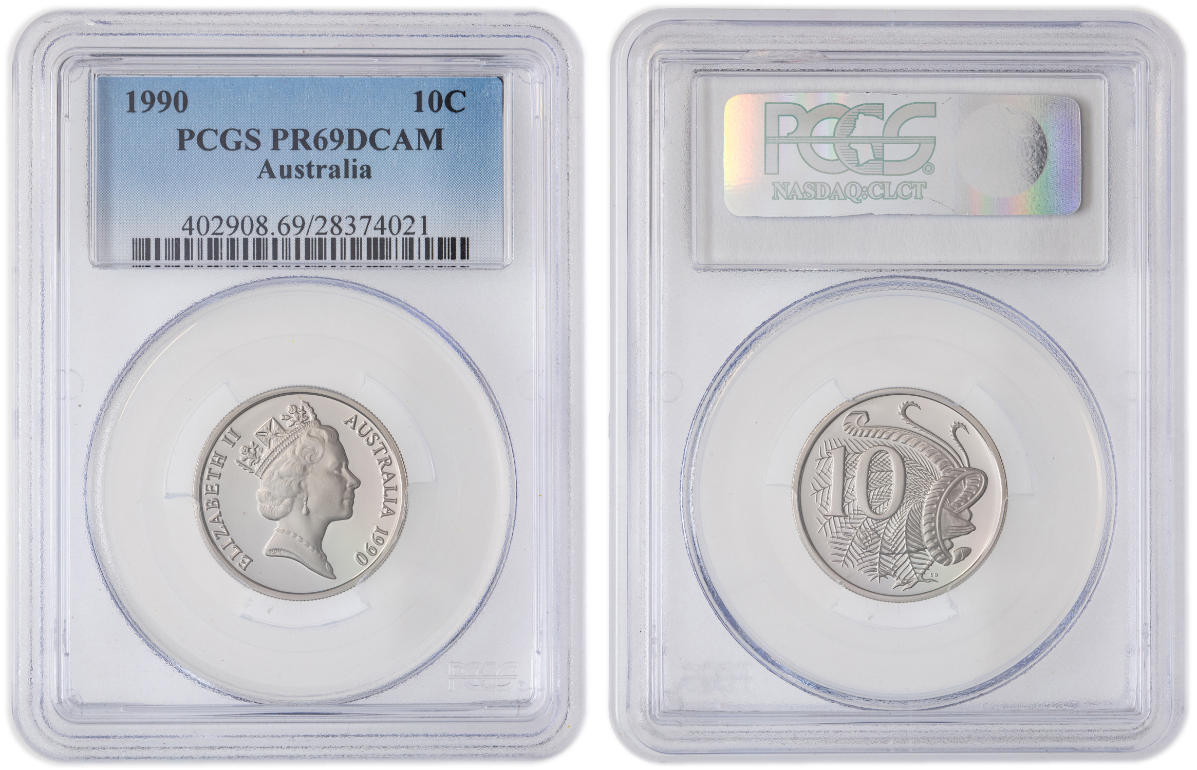 Elizabeth II, Ten Cent, 1990, PCGS PR69DCAM