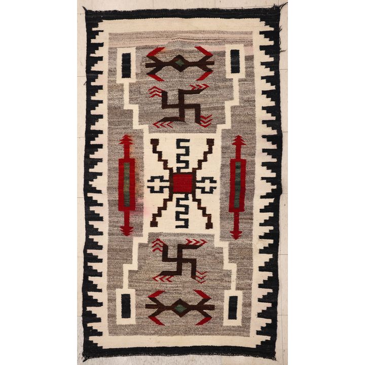Old Navajo Storm Pattern Wool Rug
