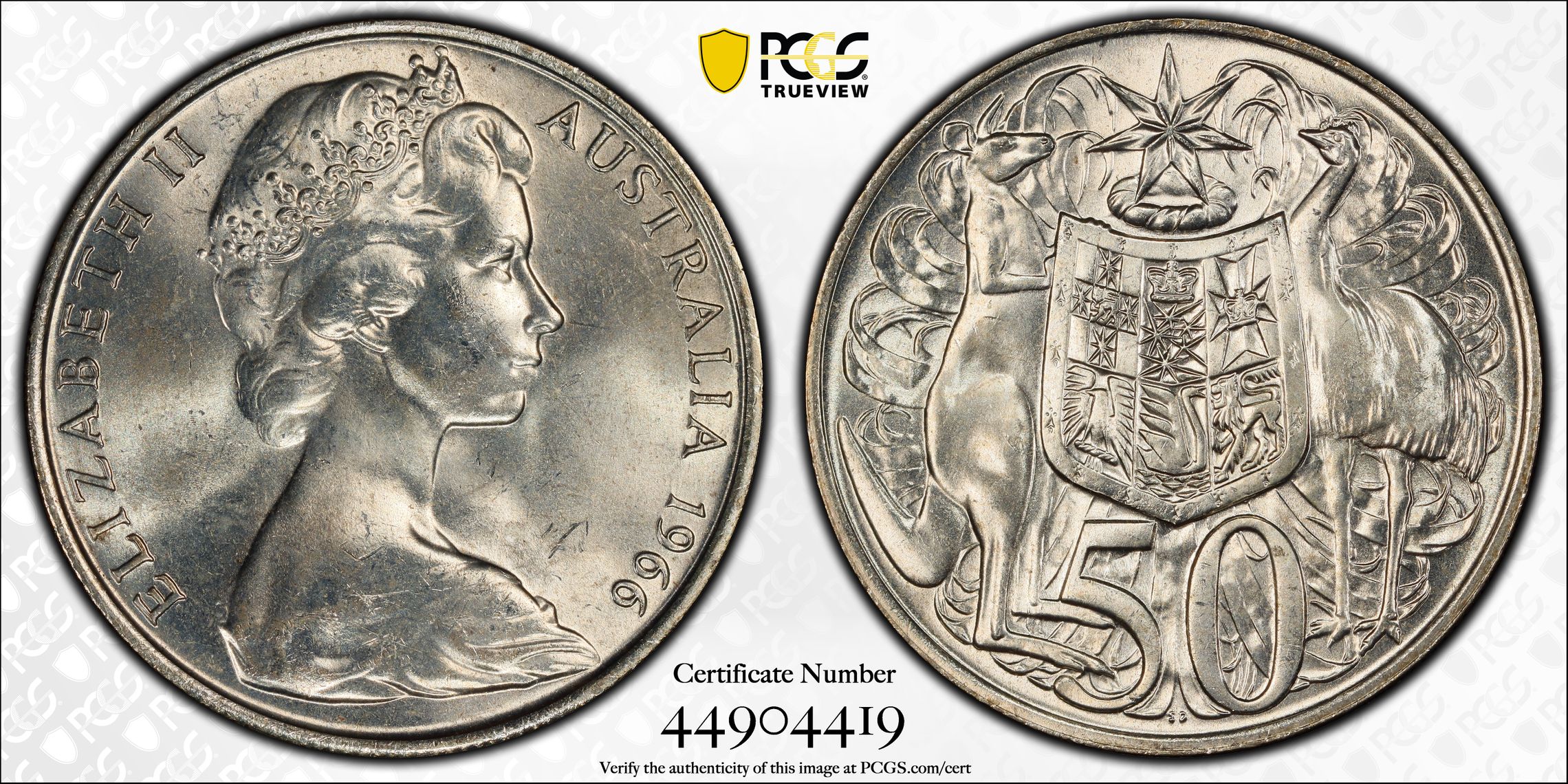Fifty Cent, 1966, PCGS MS65