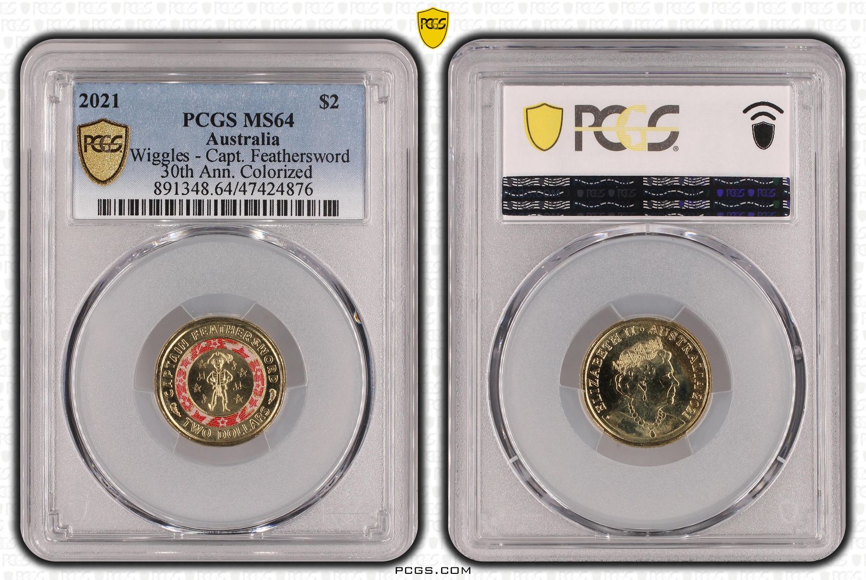 Elizabeth II, Wiggles - Capt. Feathersword , Two Dollar, 2021, PCGS MS64
