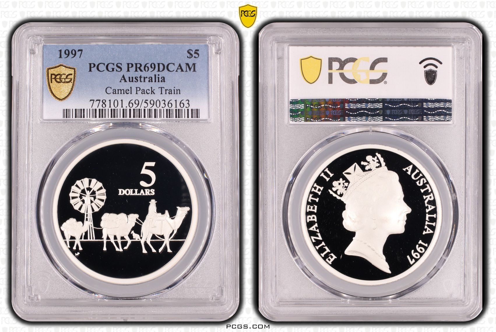 Camel Pack Train, Five Dollar, 1997, PCGS PR69DCAM
