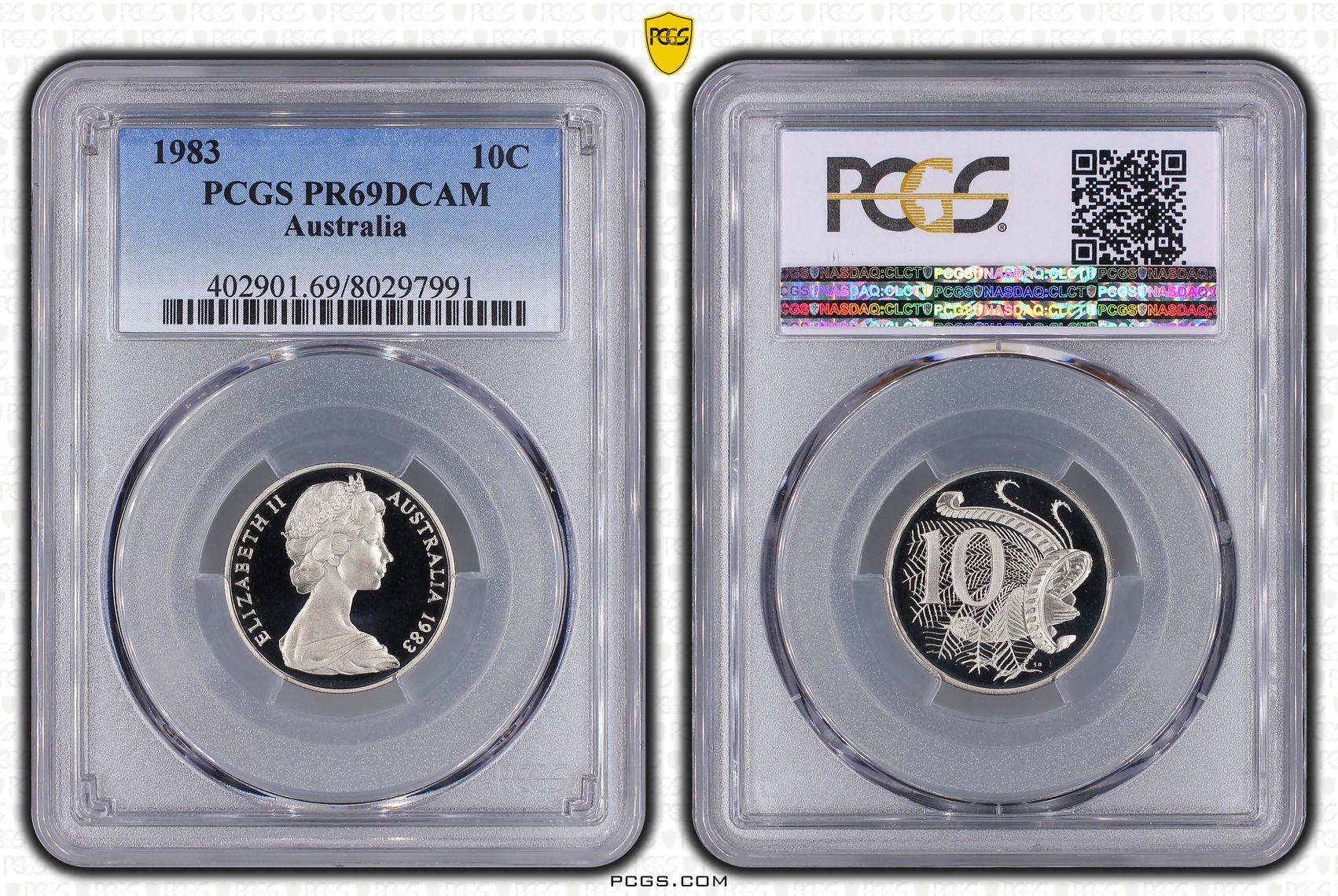, Ten Cent, 1983, Pcgs Pr69dcam