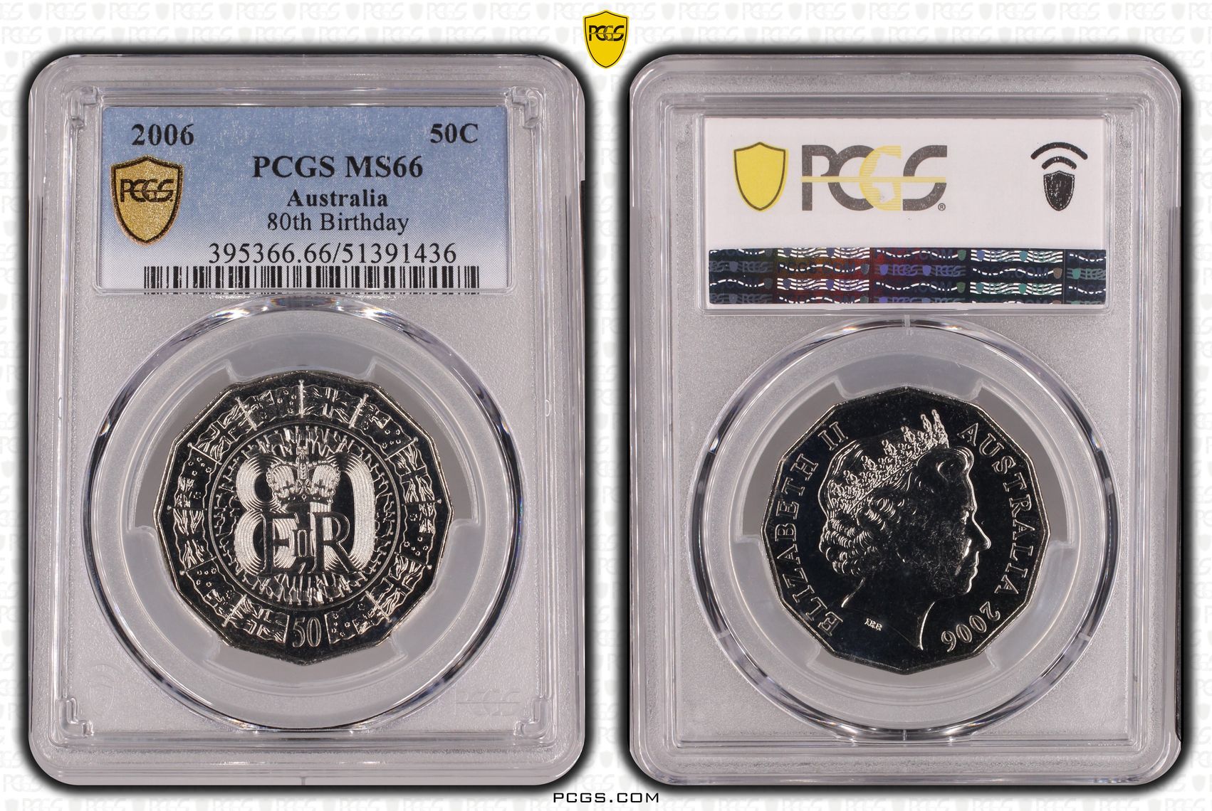80th Birthday, Fifty Cent, 2006, PCGS MS66