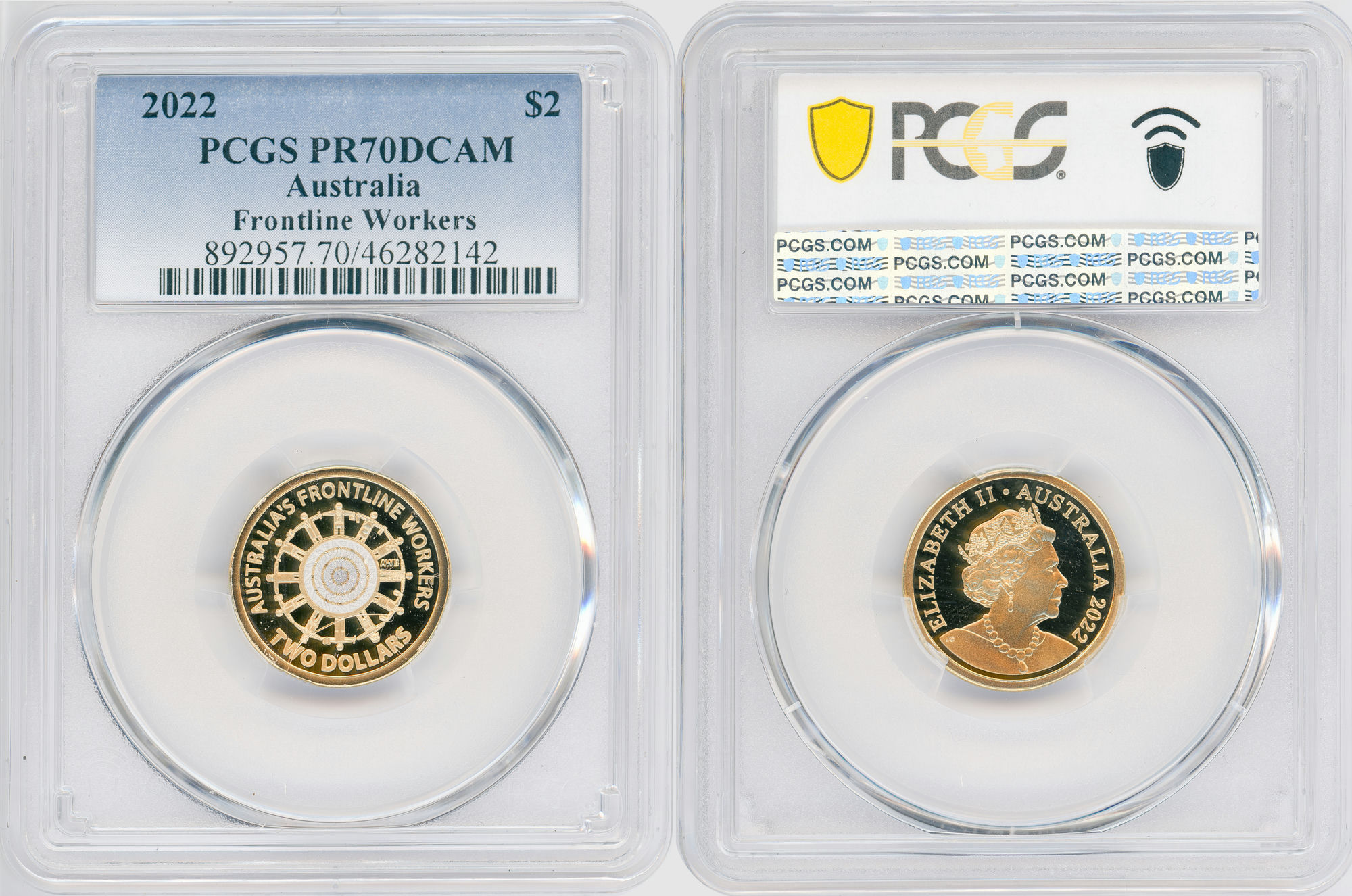 Frontline Workers, Two Dollar, 2022, PCGS PR70DCAM