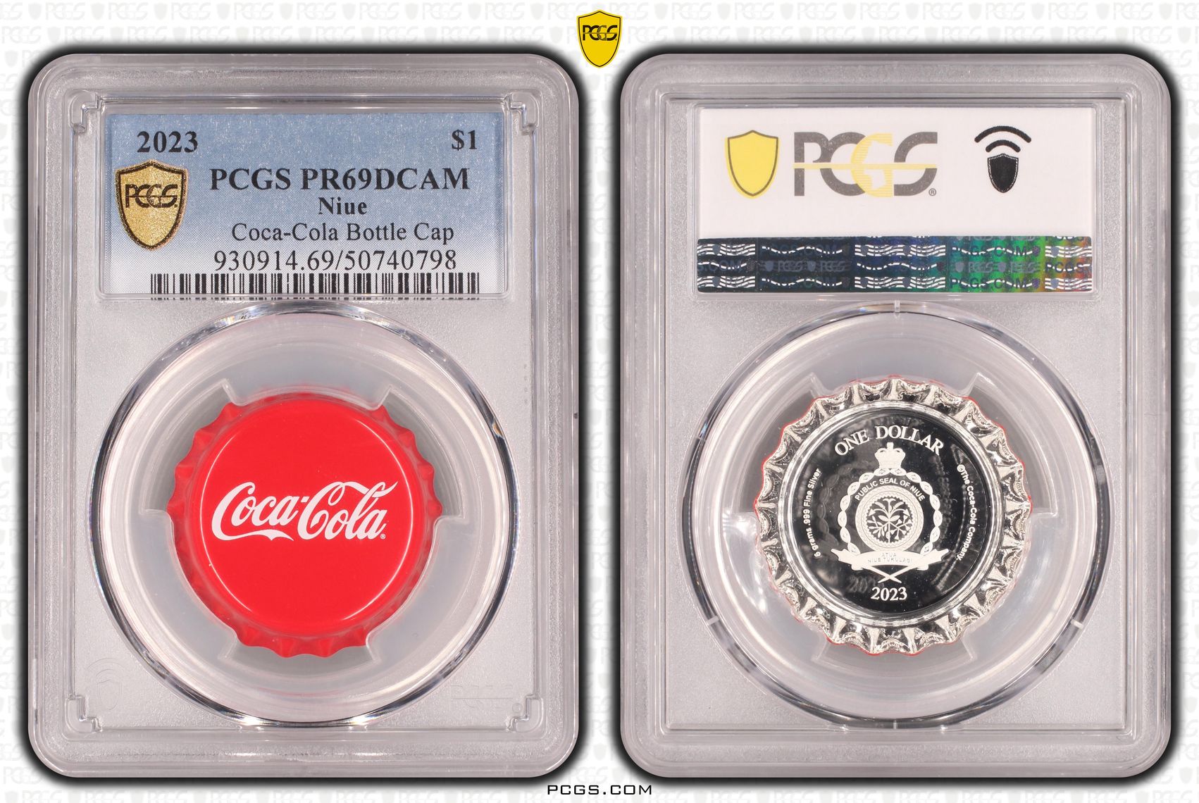 Niue, Coca-Cola Bottle Cap, One Dollar, 2023, PCGS PR69DCAM