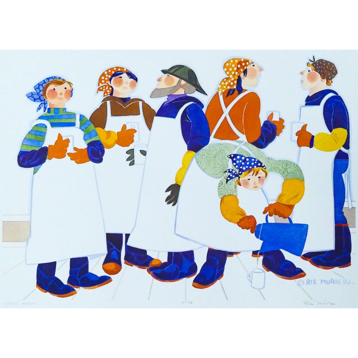 Rie Munoz ''Coffee Break'' 1992 Signed Print