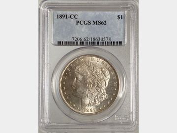 1891 USA CARSON CITY MINT SILVER MORGAN DOLLAR MS62 PCGS