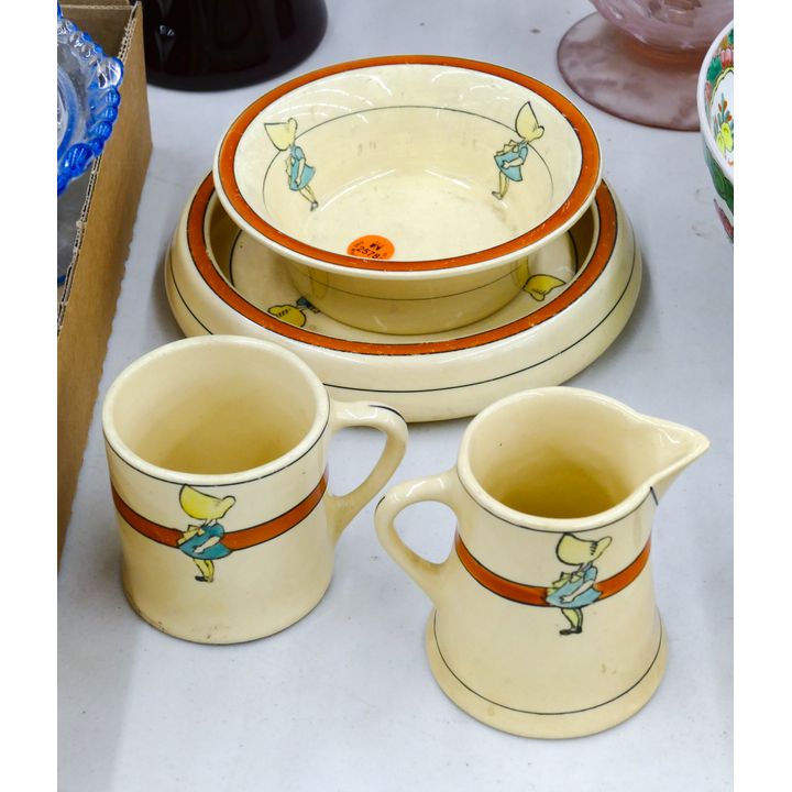4pc Old Roseville Pottery Juvenile Ware 3'' to 7.5''