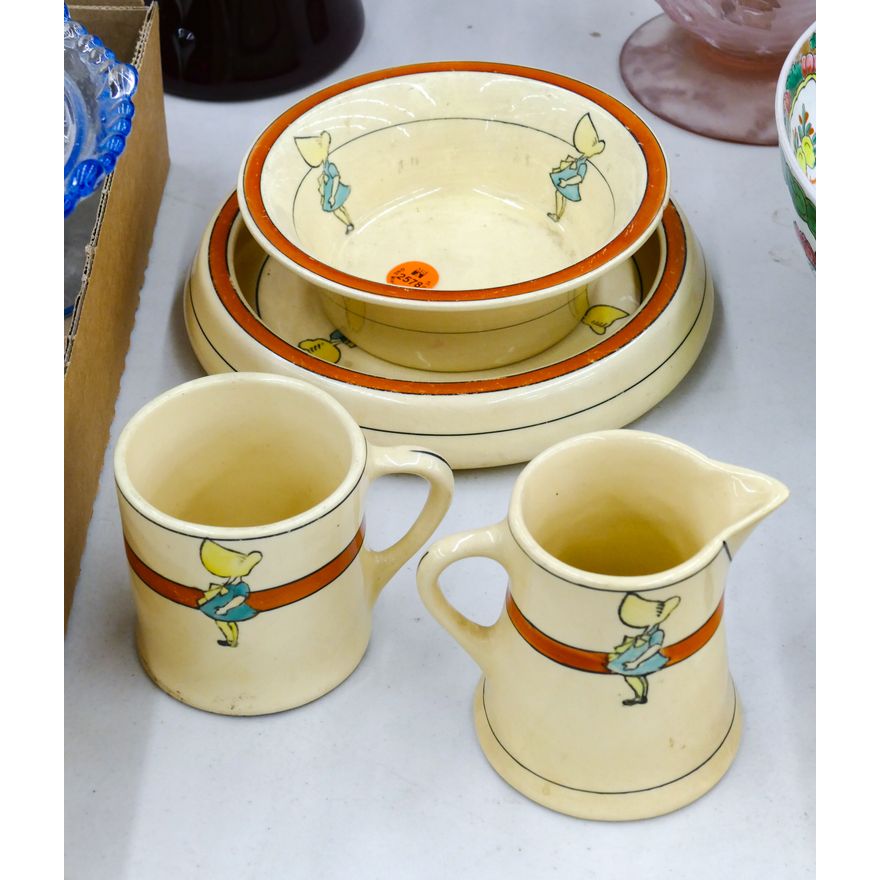 4pc Old Roseville Pottery Juvenile Ware 3'' to 7.5''