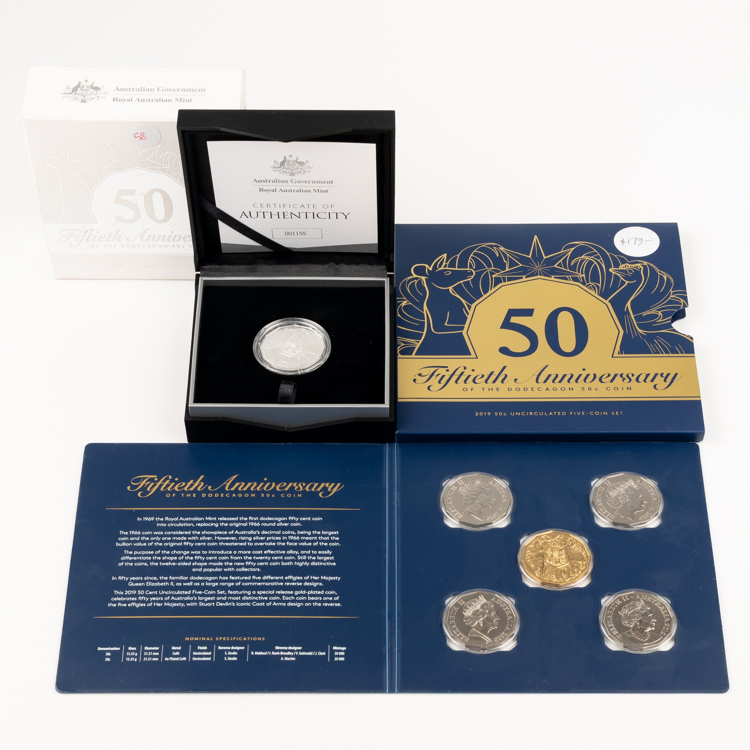 Elizabeth II, RAM - Fiftieth Anniversary of the Dodecagon 50c, Fifty Cents, 2019, UNC - FDC