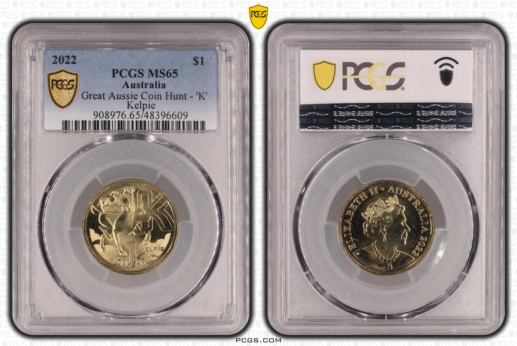 Elizabeth II, Great Aussie Coin Hunt - 'K', One Dollar, 2022, PCGS MS65