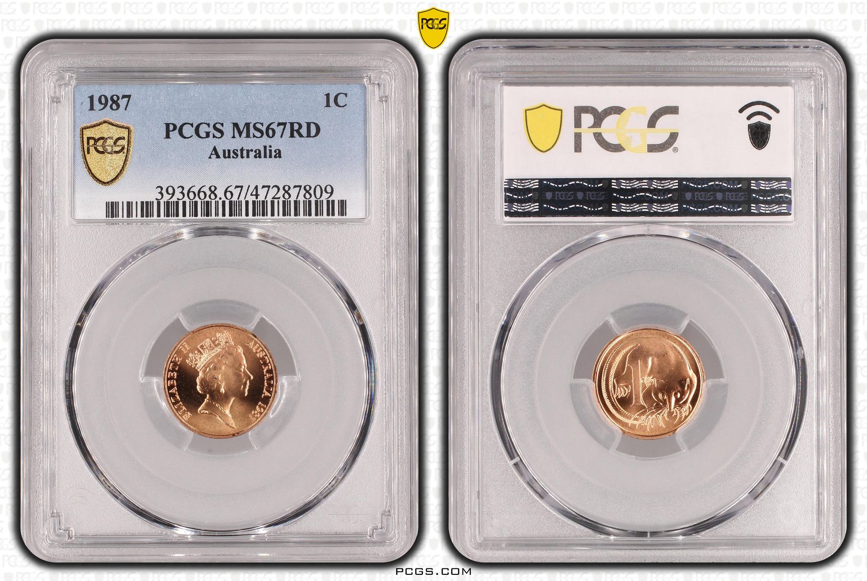 Elizabeth II, One Cent, 1987, PCGS MS67RD