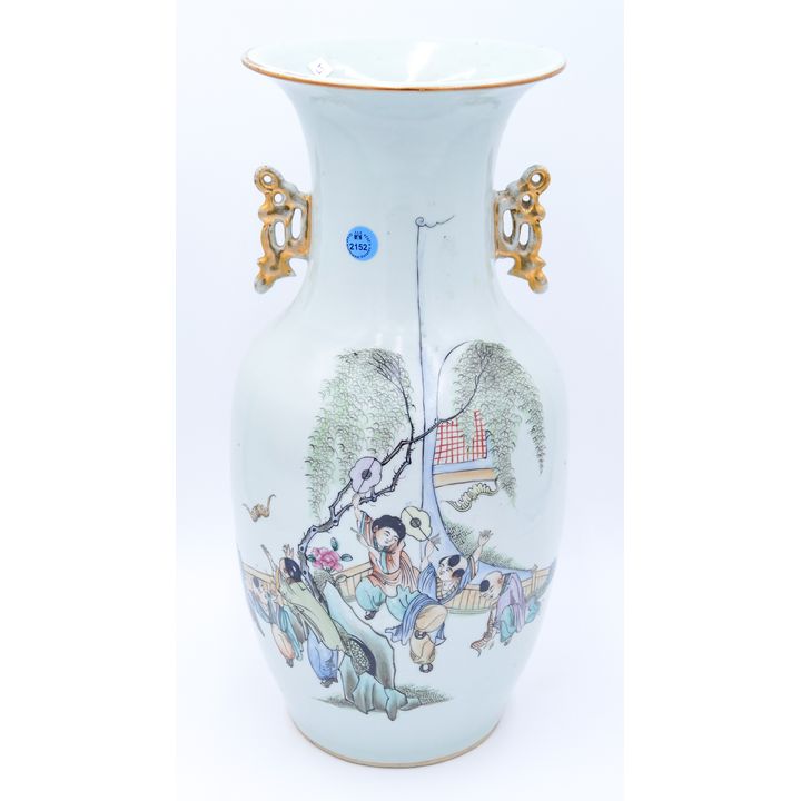 Old Chinese Qianjiang Children Porcelain Vase 17'' (KJ)