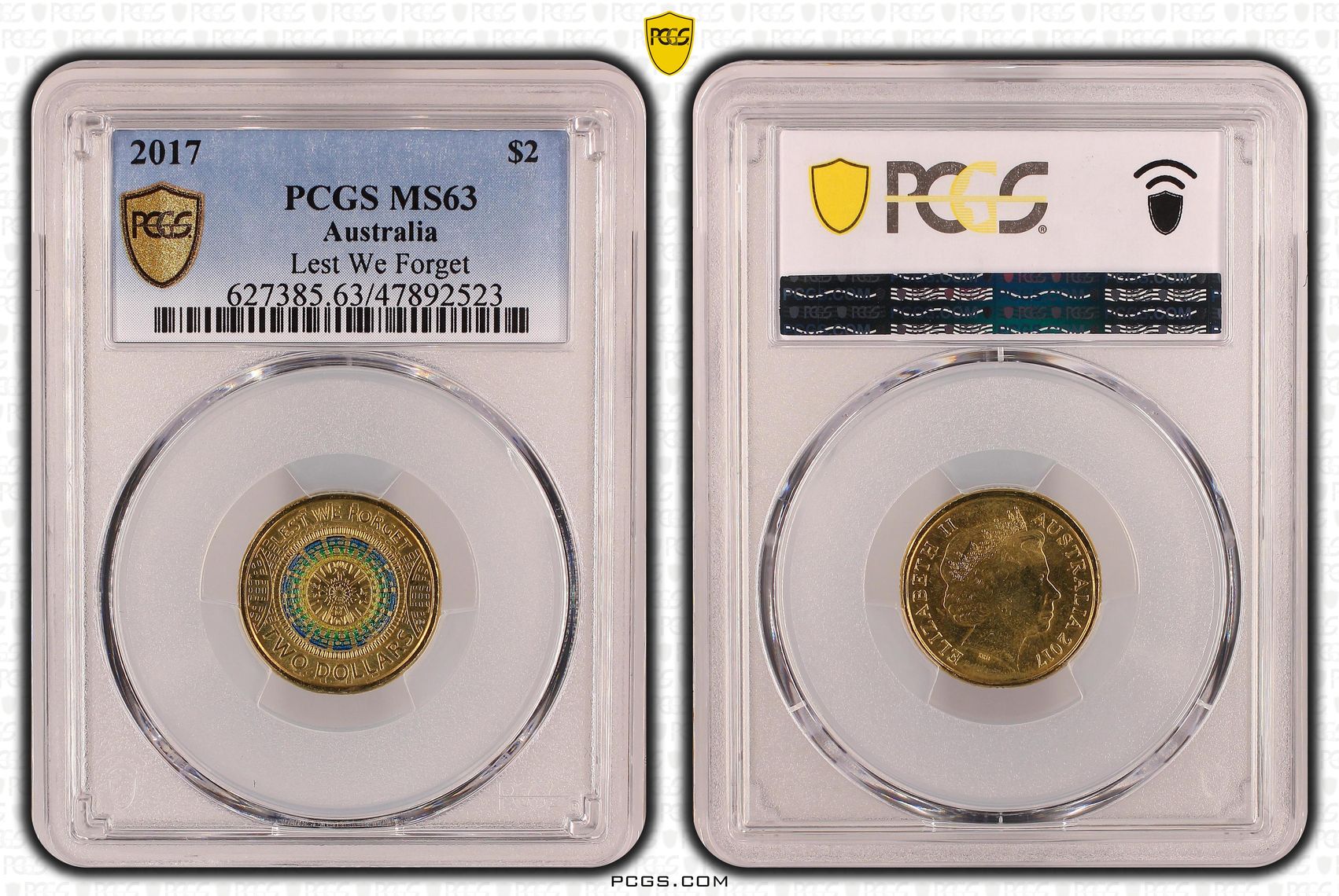 Elizabeth II, Lest We Forget, Two Dollar, 2017, PCGS MS63