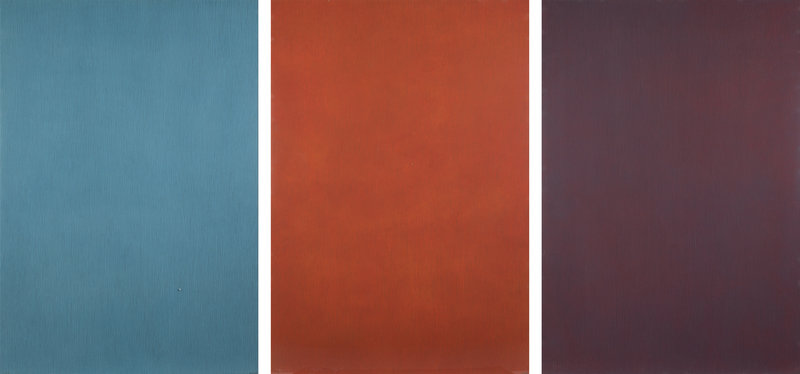Sol LeWitt
(American, 1928–2007)
Vertical Lines Not Straight Not Touching on Color (plate numbers 1, 2, and 5 from the portfolio of six), 1991