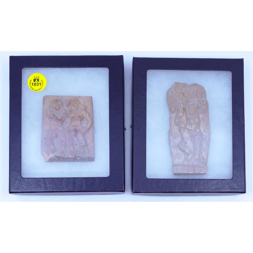 2pc Ancient Indian Carved Bone Small Reliefs