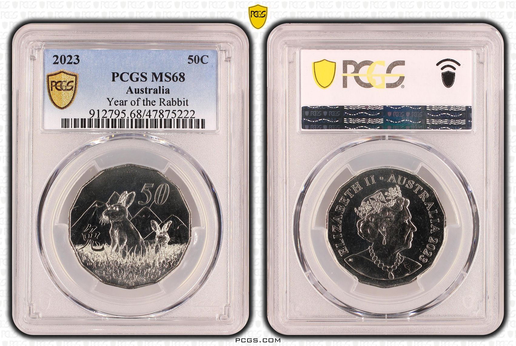Year of the Rabbit , Fifty Cent, 2023, PCGS MS68