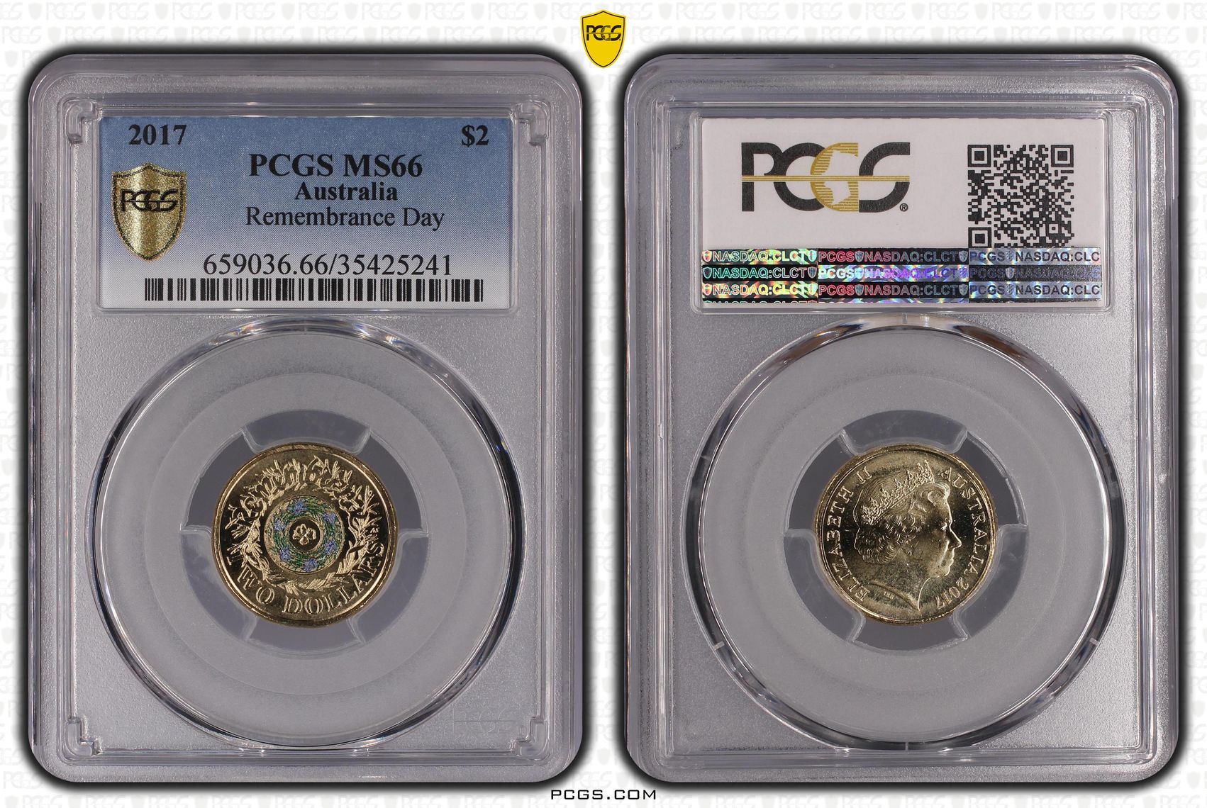 2017 Australia Two Dollar, $2 Remembrance Day PCGS - MS66 -241