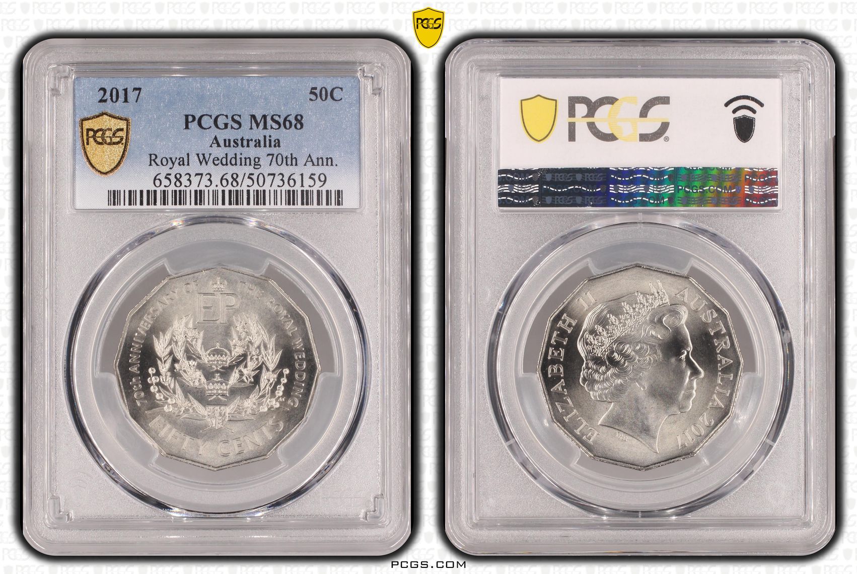 Royal Wedding 70th Anniversary , Fifty Cent, 2017, PCGS MS68