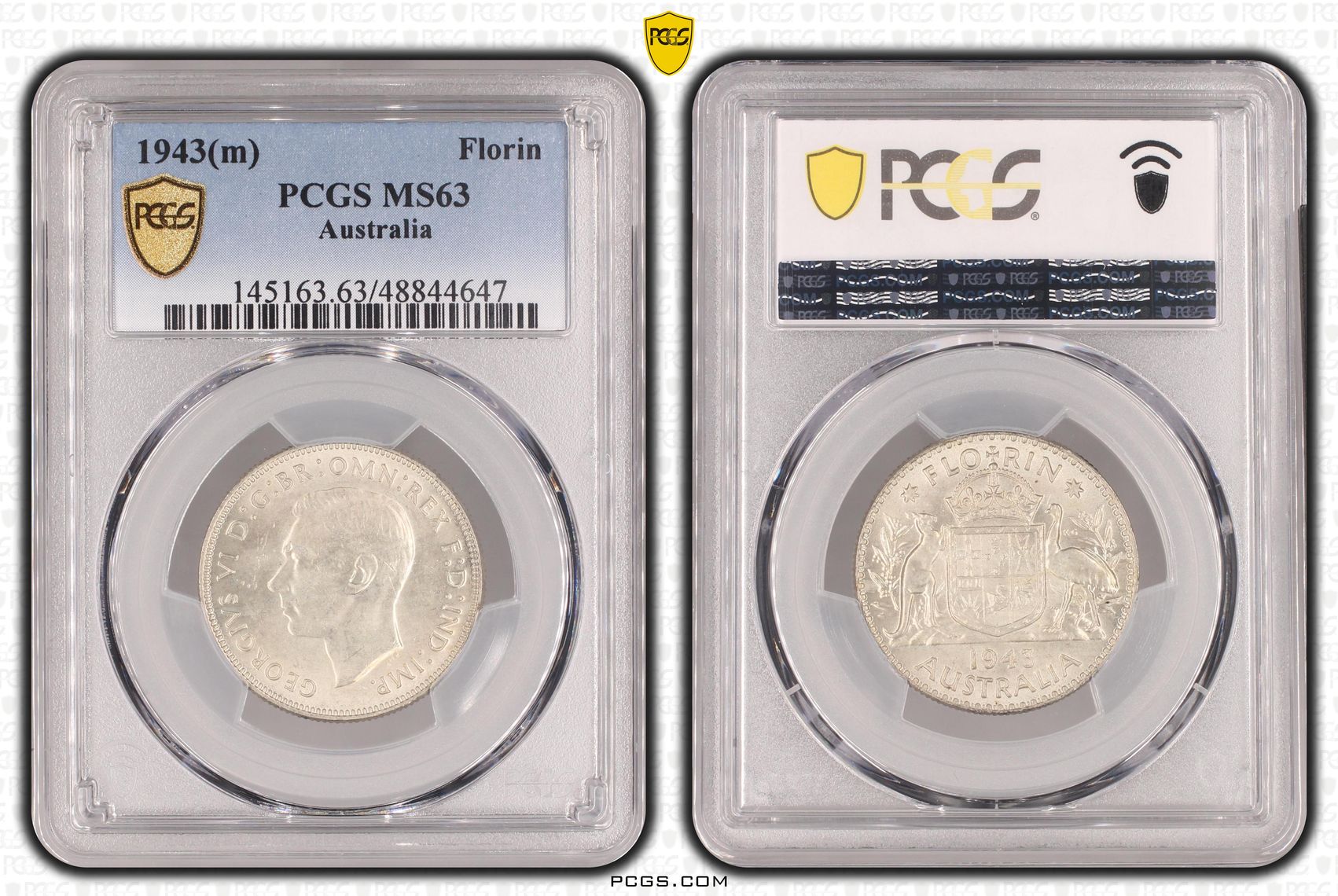 George VI, Florin, 1943, PCGS MS63