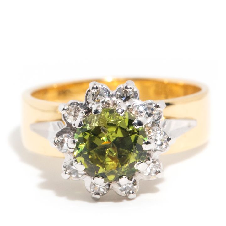 1.40ct Green Sapphire & Diamond Vintage Ring,