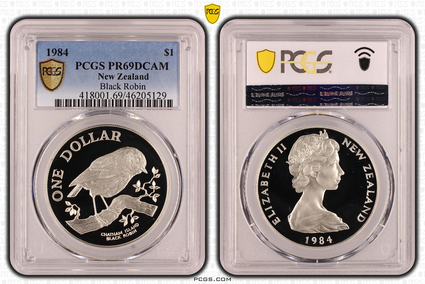 67 · New Zealand, One Dollar, 1984, Black Robin, PCGS - PR69DCAM