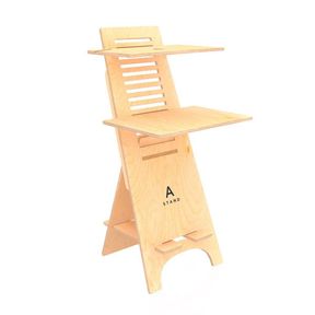 A-Stand Height Adjustable Mobile Standing Desk Natural Birch|INCOMPLETE/DAMAGED