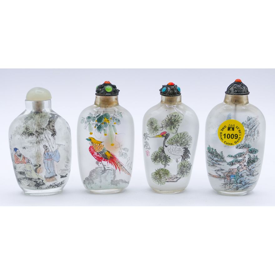 4pc Old Chinese Inside Painted Snuff Bottles