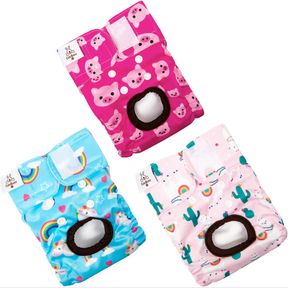 CUTEBONE REUSABLE SOFT WASHABLE DOG DIAPERS FEMALE PACK OF 3, SMALL DOG PUPPY, DOG PERIOD PANTIES DIAPERS FEMALE IN HEAT D31L-CA