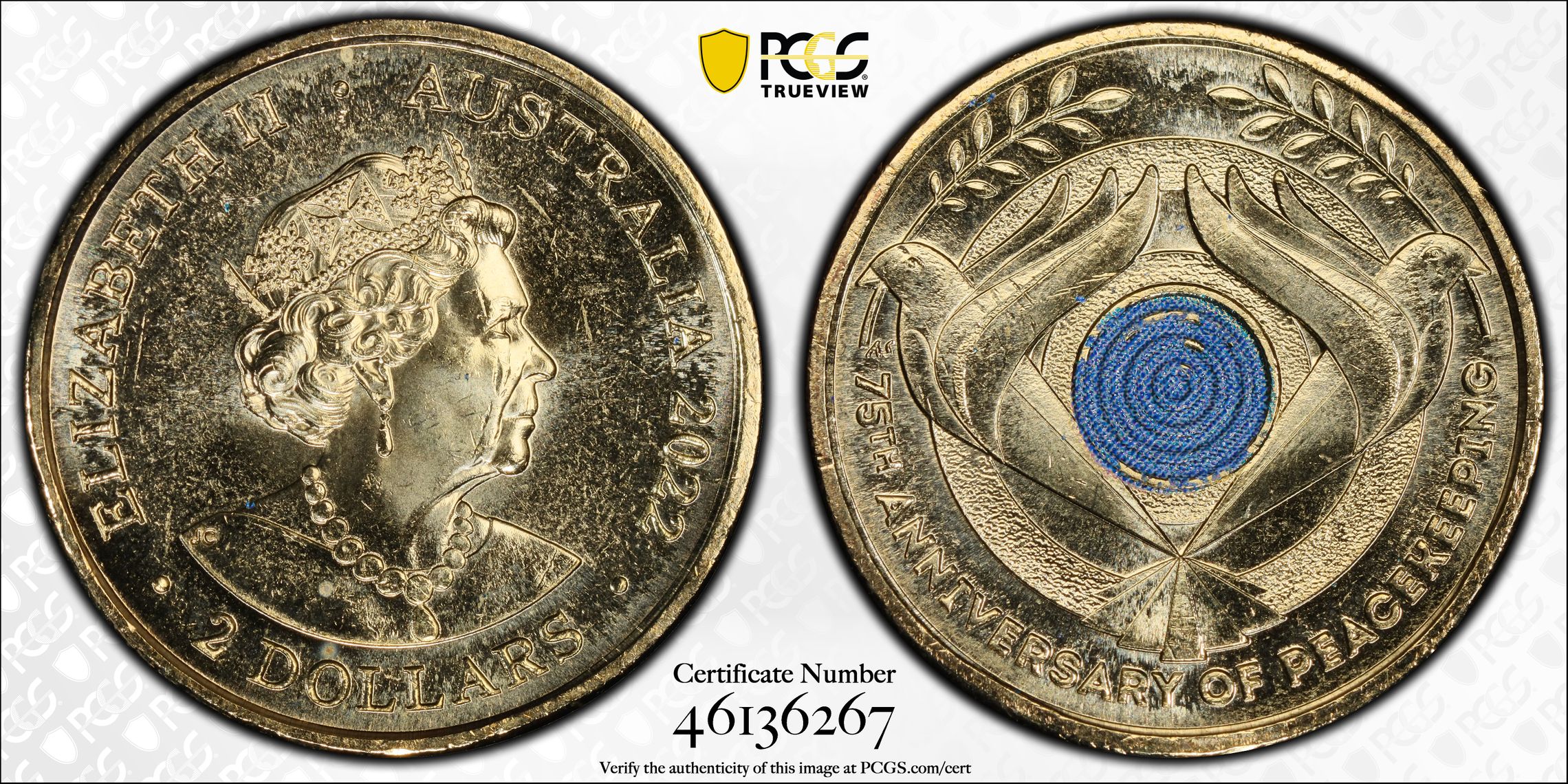 Peacekeeping - Colorized , Two Dollar, 2022, PCGS MS65