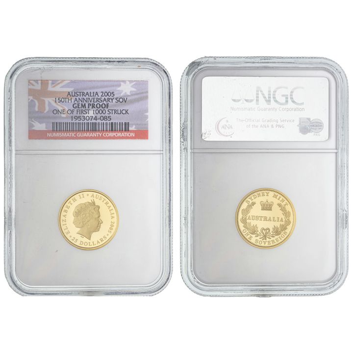 Elizabeth II, Sydney Mint Sovereign, Twenty-Five Dollars, 2005-S, NGC GEM PROOF