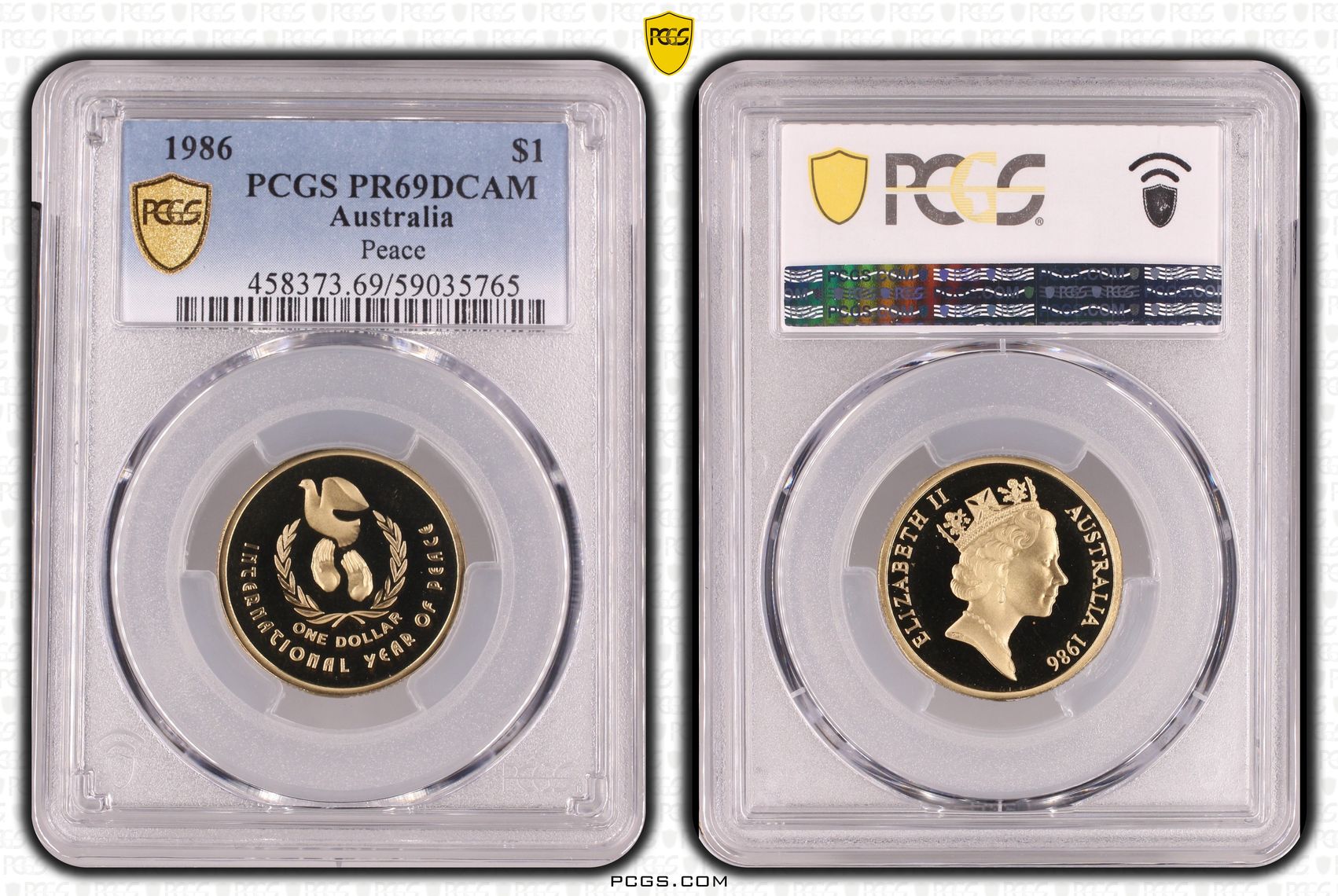 Peace, One Dollar, 1986, PCGS PR69DCAM