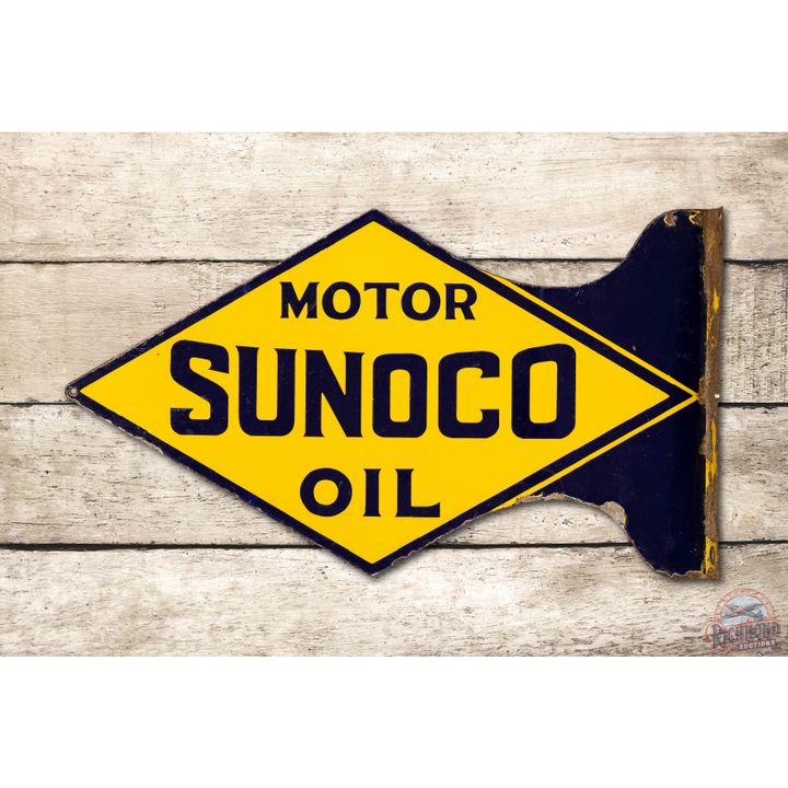 Sunoco Motor Oil Porcelain Flange Sign TAC 8.25 & 7.25
