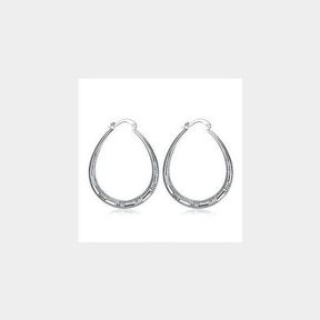 Silver Designer Oval Hoop Paved Earrings - Silver Earrings- 51743/2832 AS B1 (S3)