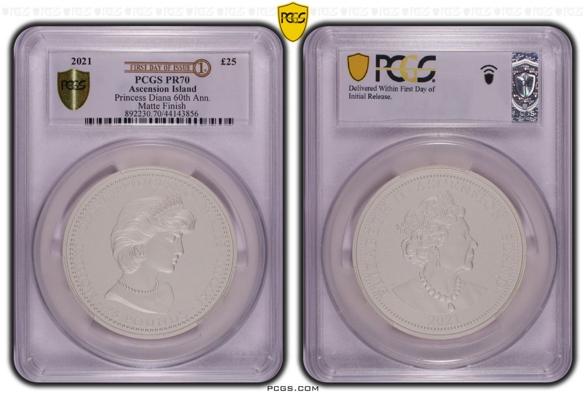 Ascension Island 2021 Silver 25 Pounds (5 oz.) Princess Diana 60th