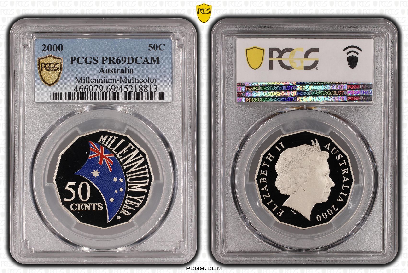 2000 Australia Fifty Cent, 50c Mill-Multicolor PCGS - PR69DCAM -813