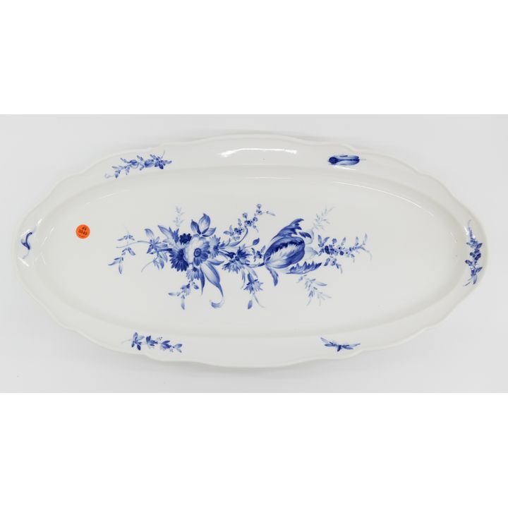 Meissen Blue Flowers and Insects Porcelain Fish Platter- 24" (chip to edge)