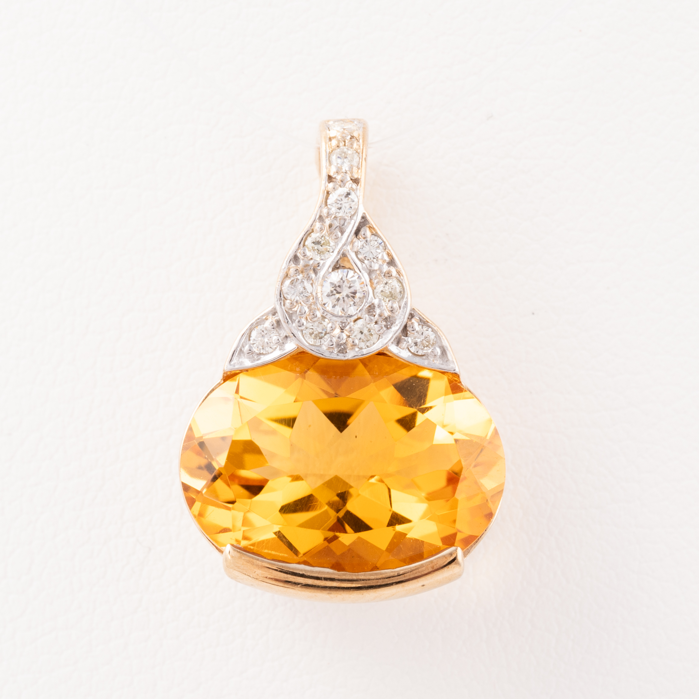 Citrine & Diamond Pendant 9ct Gold