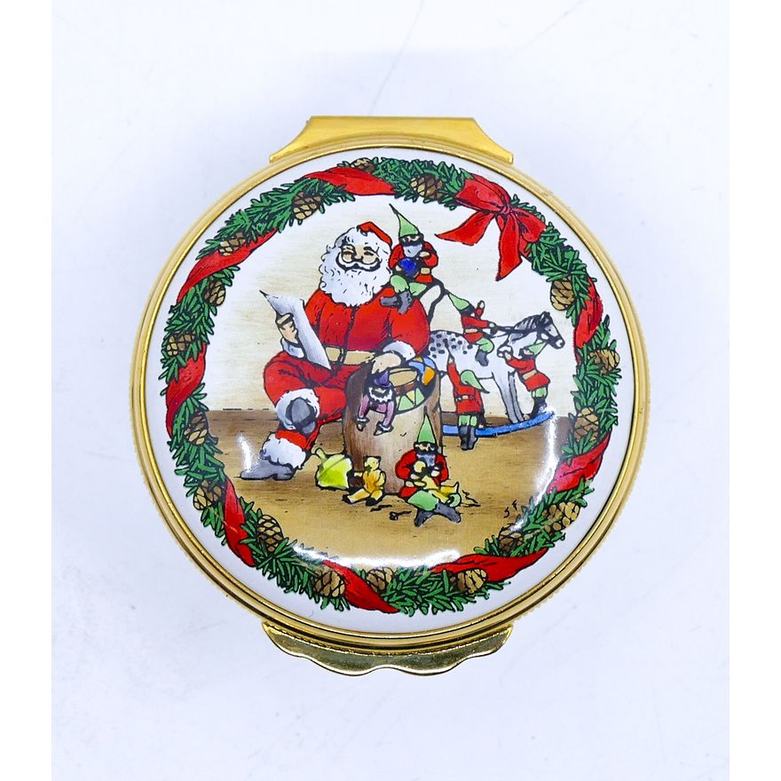 Halcyon Days Christmas 1988 Enameled Box 1'' x 2''