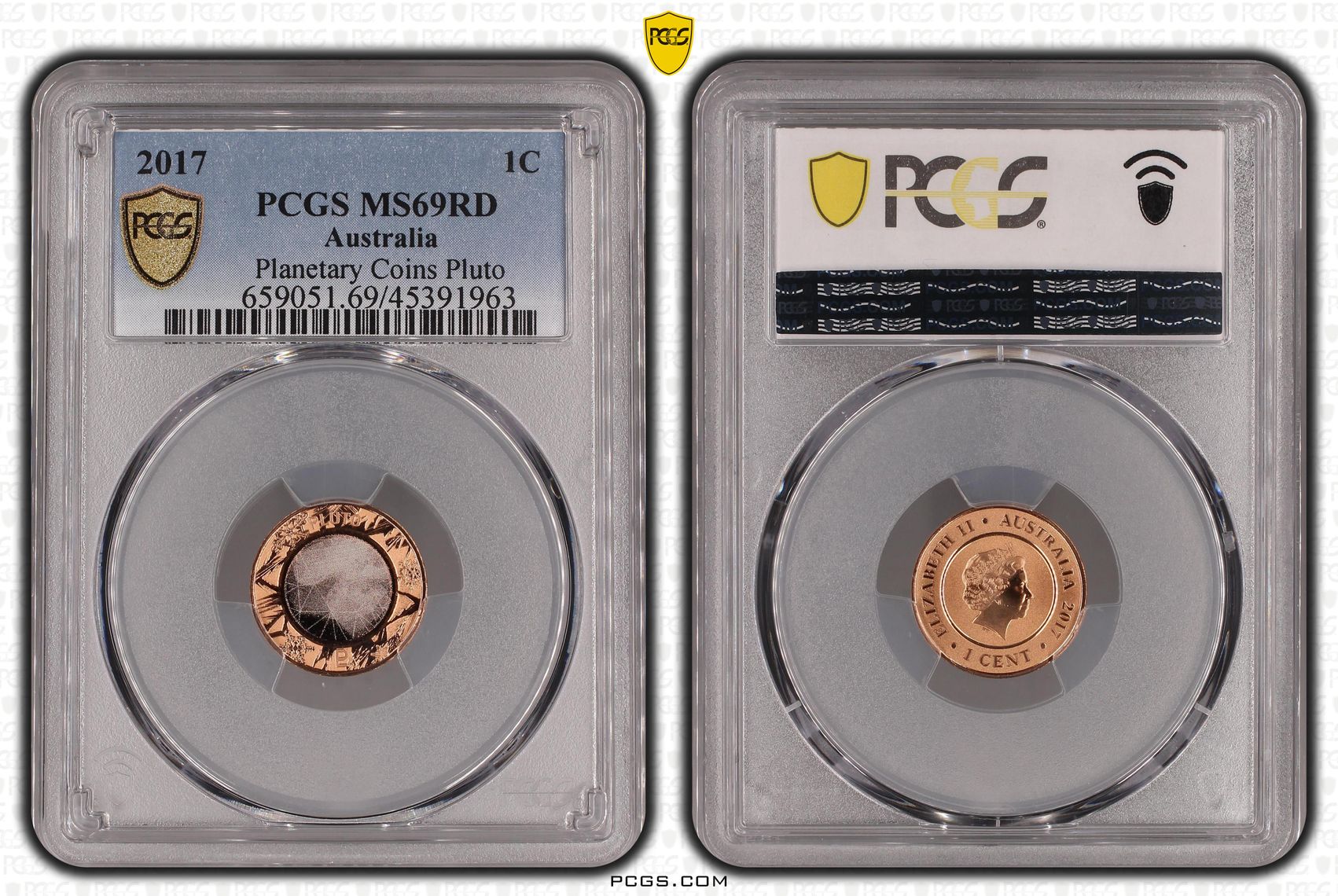 2017 Australia One Cent, 1c Planetary Coins Pluto PCGS - MS69RD -963