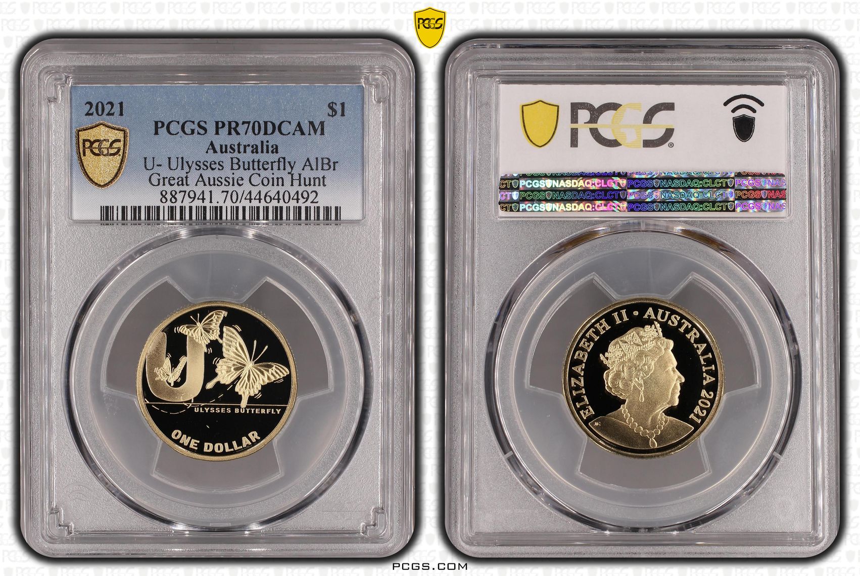 2021 Australia One Dollar, $1 U- Ulysses Butterfly AlBr PCGS - PR70DCAM POP 11/0 -492